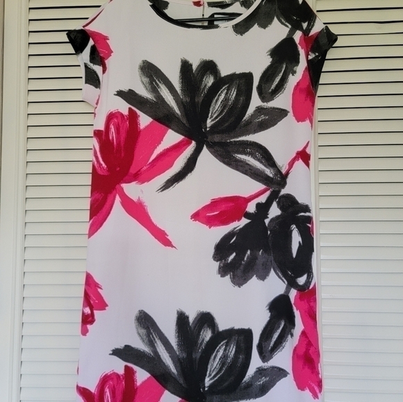 Black and Pink Floral Midi Dress Office Dress Next Direct Size 8 - Picture 3 of 8